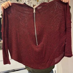 Light red sweater with zipper